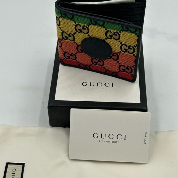 Gucci multicolor canvas/leather  bifold wallet, made in Italy - Picture 3 of 9